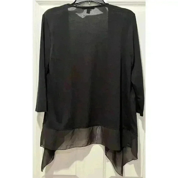 Studio Works Open Front Knit Chiffon Large Petite Office Casual - Picture 2 of 7